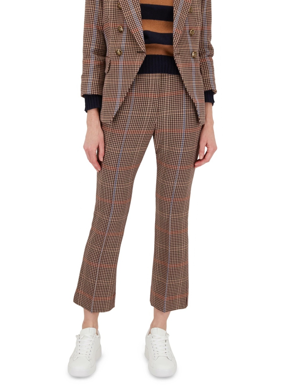 NWT Veronica Beard Montlake Houndstooth Plaid Trouser Pants Tan size 6